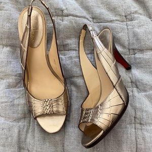 Cole Haan leather sling back heel gold 7b